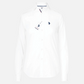 Camisa formal blanca de manga larga para mujer de www.treshop.com.co con logo bordado y cuello clásico