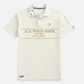 Camisa polo www.treshop.com.co color crema de algodón con estampado frontal y logo bordado para hombre