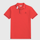 Camisa polo roja para hombre de www.treshop.com.co con detalles en contraste en cuello y mangas y logo bordado.