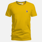 Camiseta de hombre www.treshop.com.co amarilla de algodón con cuello redondo y logo bordado en el pecho