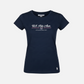 Camiseta azul marino de algodón para mujer de www.treshop.com.co con estampado gráfico y logo bordado