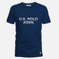 Camiseta azul marino de algodón www.treshop.com.co con estampado frontal U.S. POLO ASSN. y logo bordado