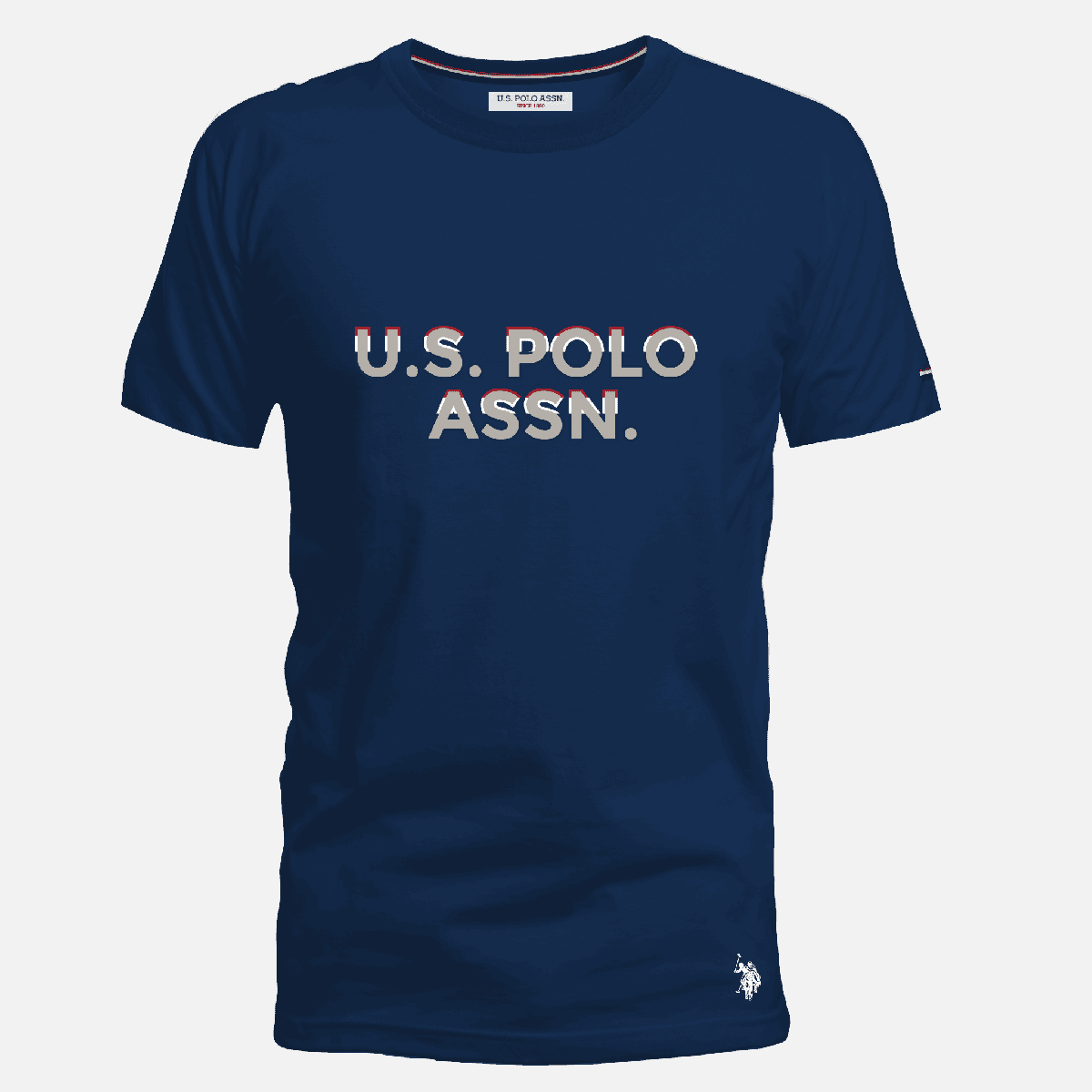 Camiseta azul marino de algodón www.treshop.com.co con estampado frontal U.S. POLO ASSN. y logo bordado