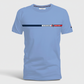 Camiseta azul claro de manga corta www.treshop.com.co con logo U.S. Polo Assn. y franja horizontal en el pecho