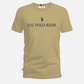 Camiseta beige de manga corta www.treshop.com.co con logo azul marino de U.S. POLO ASSN. en el pecho