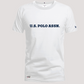 Camiseta blanca de algodón www.treshop.com.co con logo U.S. Polo Assn. azul en el pecho y manga corta