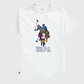 Camiseta blanca de algodón www.treshop.com.co con estampado gráfico de jugador de polo y logo USPA en el frente