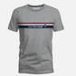 Camiseta gris jaspeado de algodón U.S. Polo Assn. con franja horizontal tricolor y logo en el pecho para hombre
