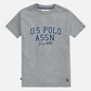 Camiseta gris jaspeado de algodón www.treshop.com.co con logo U.S. POLO ASSN. y cuello redondo para hombre