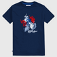 Camiseta azul marino de algodón www.treshop.com.co con estampado gráfico de jugadores de polo en rojo y blanco