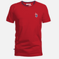 Camiseta roja de algodón U.S. POLO ASSN. para hombre con cuello redondo azul marino y logo bordado en www.treshop.com.co