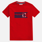 Camiseta roja de algodón www.treshop.com.co con logotipo U.S. Polo Assn. y franjas horizontales azul marino