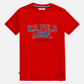 Camiseta roja de algodón para hombre www.treshop.com.co con logo estampado y cuello redondo