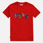 Camiseta roja de algodón para hombre www.treshop.com.co con estampado gráfico USPA y cuello redondo clásico