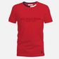 Camiseta roja de manga corta www.treshop.com.co con cuello redondo y logo U.S. Polo Assn. estampado en el pecho