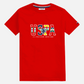 Camiseta roja de algodón para hombre de www.treshop.com.co con logo gráfico USPA y cuello redondo
