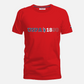 Camiseta roja de algodón para hombre de www.treshop.com.co con logo estampado USPA 1890 y cuello redondo