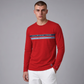 Camiseta de manga larga roja www.treshop.com.co con franjas horizontales y logo U.S. POLO ASSN. en el pecho