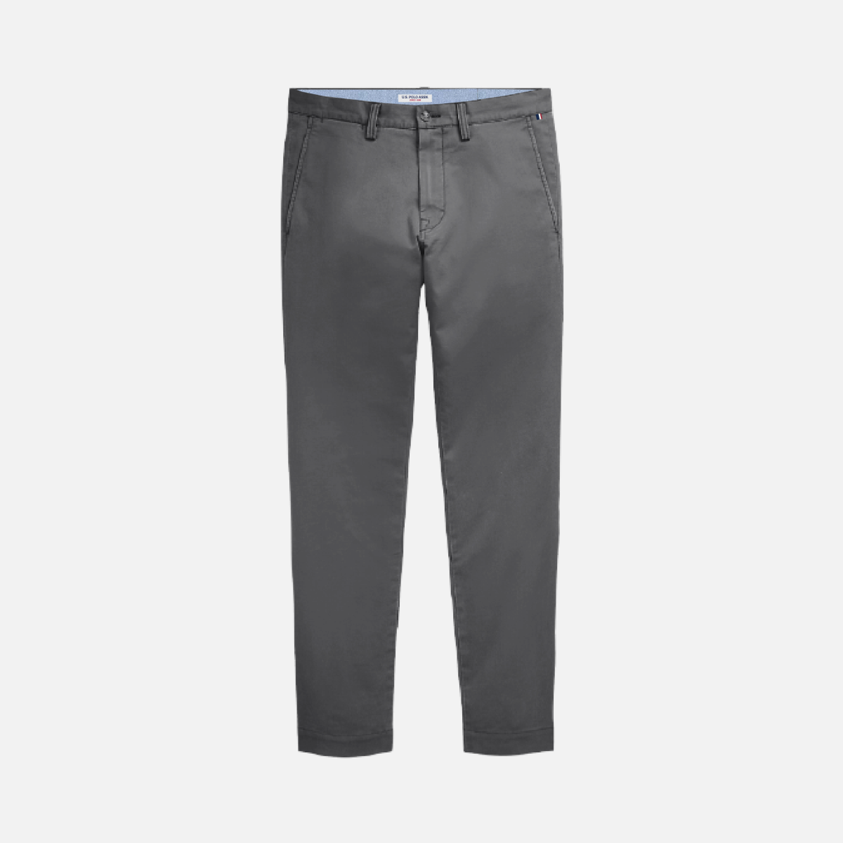 Pantalón chino gris oscuro para hombre de www.treshop.com.co en algodón elástico con corte moderno y funcional.