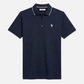Polo azul marino www.treshop.com.co con cierre de cremallera, detalles blancos en cuello y logo bordado en el pecho