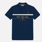 Polo azul marino de algodón U.S. Polo Assn. de www.treshop.com.co con estampado frontal y detalles dorados