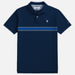 Polo azul marino U.S. POLO ASSN. de www.treshop.com.co con franjas horizontales y logo bordado en el pecho