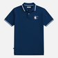 Polo azul marino para hombre de www.treshop.com.co con cuello y puños en contraste y logo bordado en el pecho