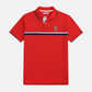 Polo rojo para hombre U.S. Polo Assn. de www.treshop.com.co con franjas horizontales en el pecho y logo bordado en contraste