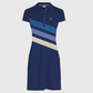 Vestido tipo polo www.treshop.com.co azul marino con franjas diagonales y logo bordado en el pecho para mujer